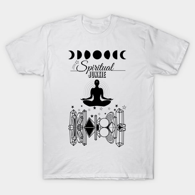 Spiritual Junkie Moon Meditation T-Shirt by Cosmic Dust Art